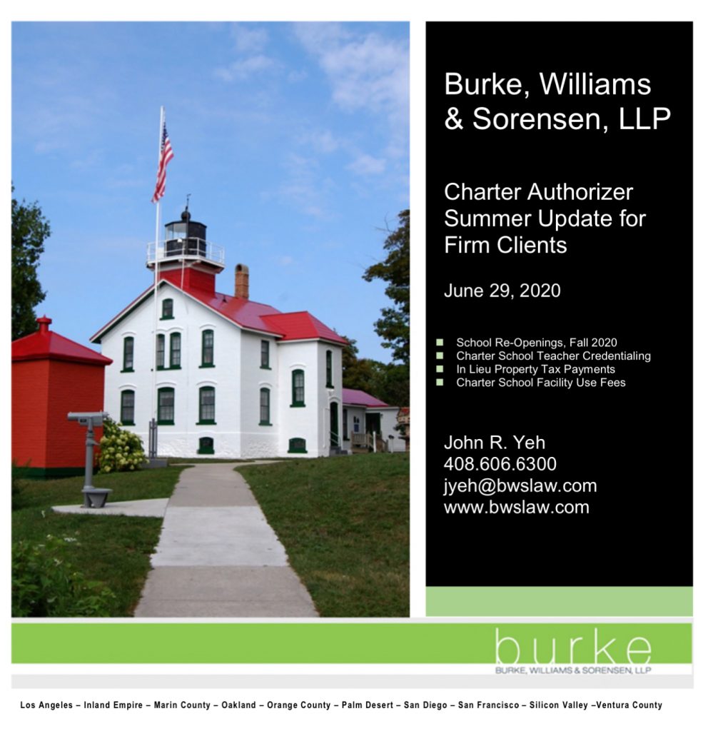 Charter Authorizer Summer Update for Firm Clients | Burke 