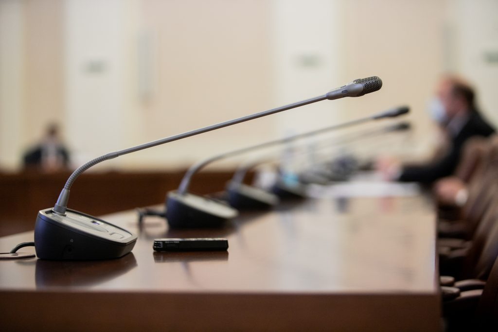 Conference room or seminar meeting room in business event